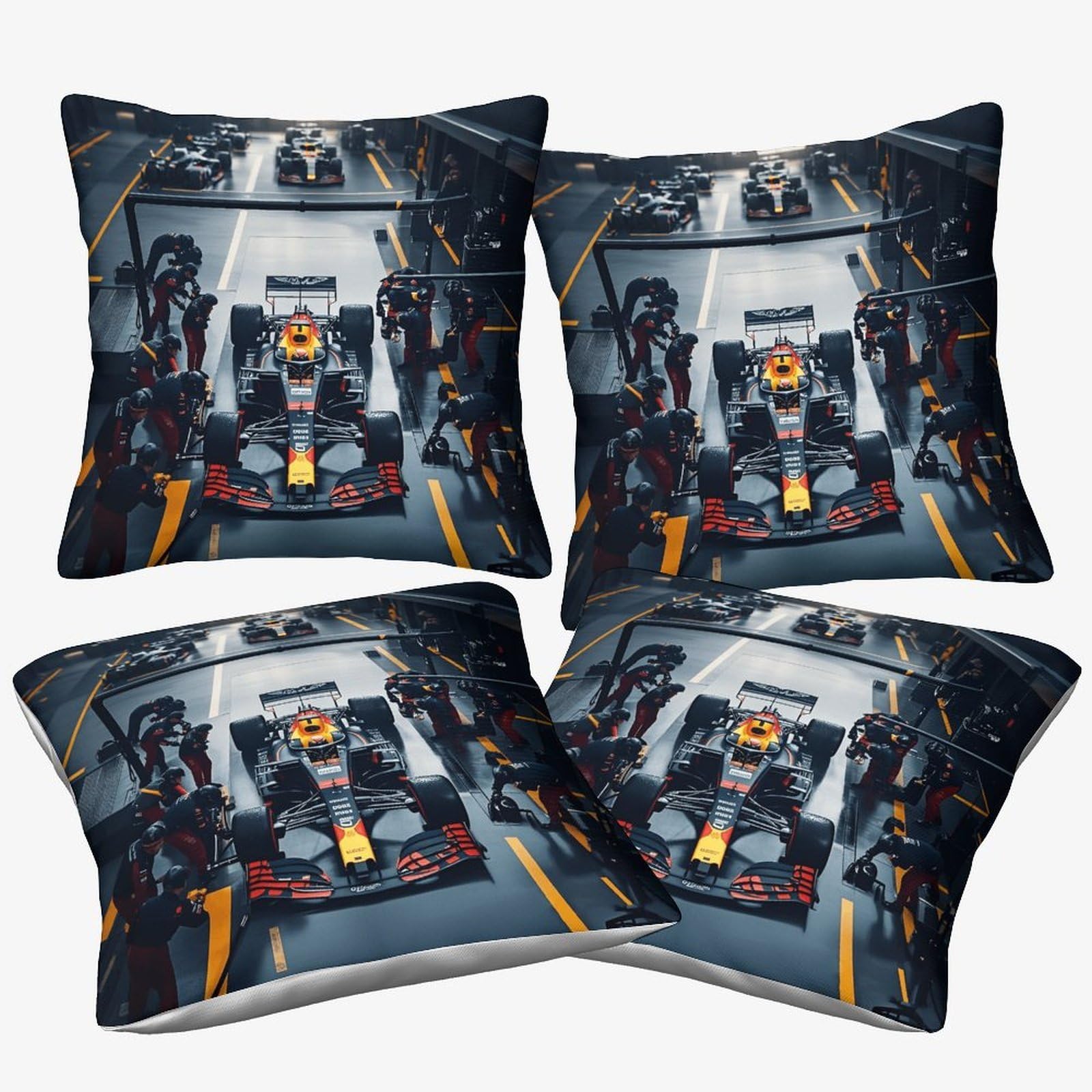 Xiaopangxy Formulaa Racing-7 Formulaa Racing Cushion Covers 45X45cm, 4 Pcs, Pit Stop Throw Pillow Covers Decorative Pillows Covers For Sofa Bed Livingroom
