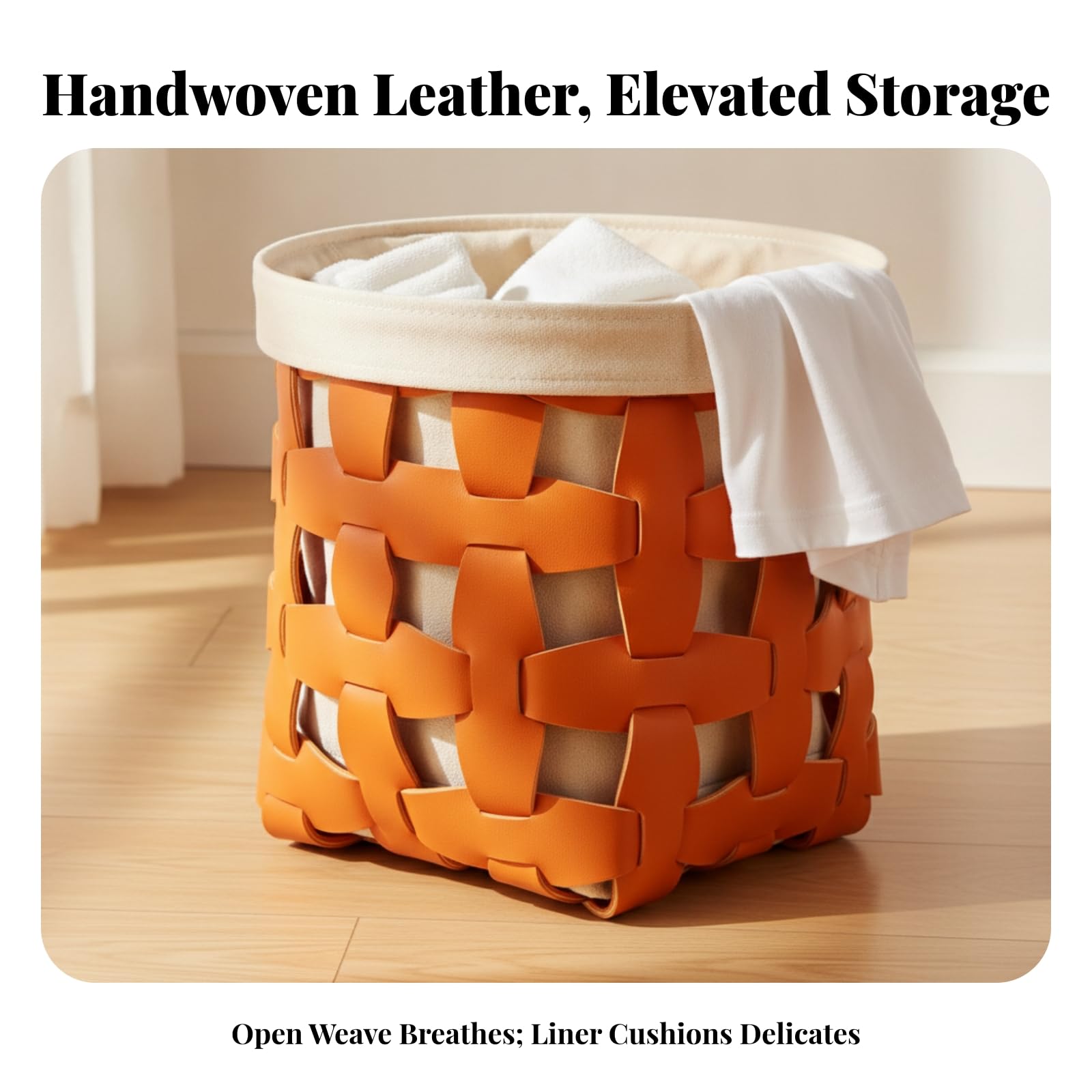 Cesta Almacenamiento | corativa, Multiusos, Cesta Almacenamiento en Forma Cubeta, para Dormitorio, Naranja, XL