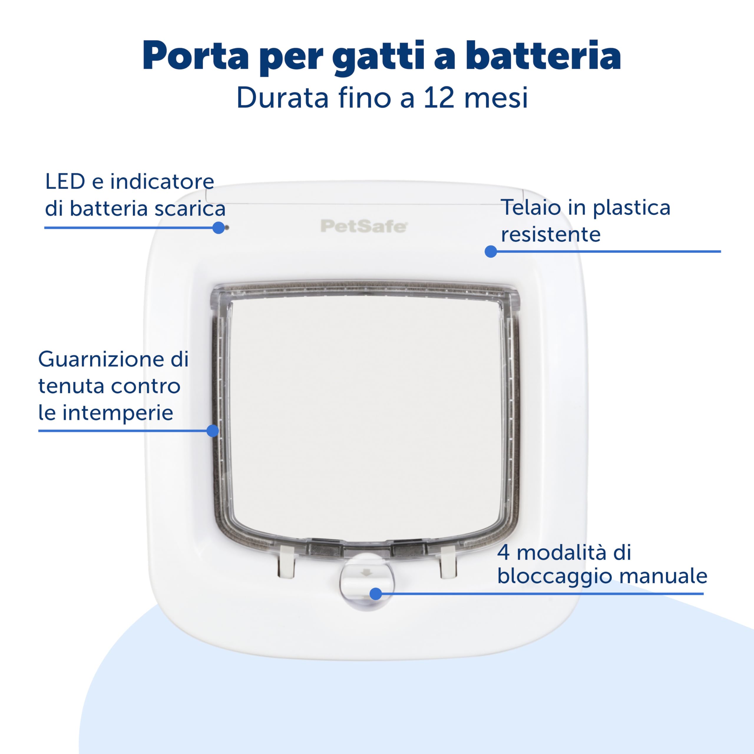 PetSafe Porta per Gatti Microchip - Gattaiola Esterna o Interna - Accesso RFID Multi-Utente per Fino a 40 Animali - Blocco a 4 Vie, Resistente alle Intemperie, Installazione Fai-da-te Facile - Bianca