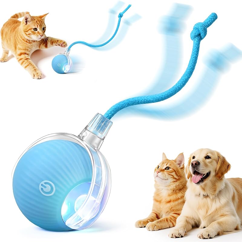 Bola Interativa Automática para Gatos e Cães SilveWillo com Movimento e Ativação por Toque, Blue, 1 unidade