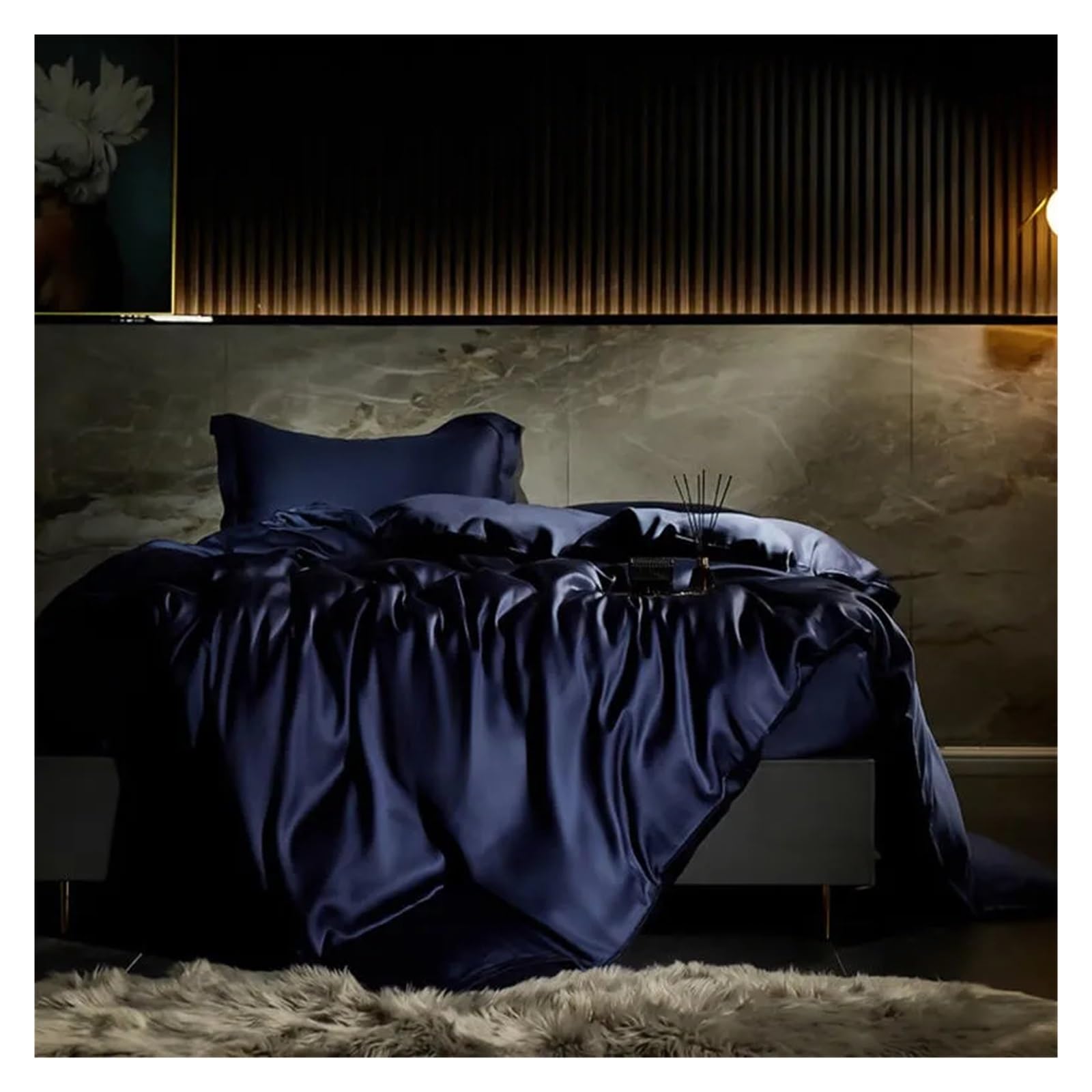 Sbcgfy D Blcak Silk Uvet Cover Set Be Sheet Pillowcases Softest Cooling Smooth Bedding Set Ouble Queen King Family,Cotton Uvet, Zq-11042,-Queen Size 1.8M Be 4Pcs