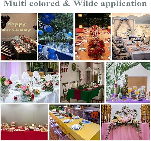 Miniatura 6 de Paquete de 3 manteles desechables color negro, manteles de plástico de 54 x 108 pulgadas, mantel rectangular decorativo para fiestas, eventos,