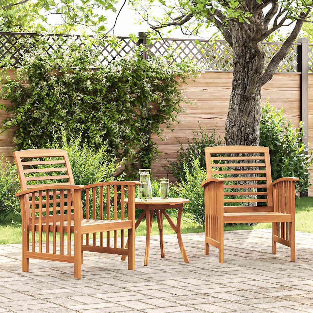 vidaXL 2X Madera Maciza de Acacia Sillas de Jardín Asiento Mobiliario Muebles Cocina Hogar Restaurante Comedor Exterior con Respaldo