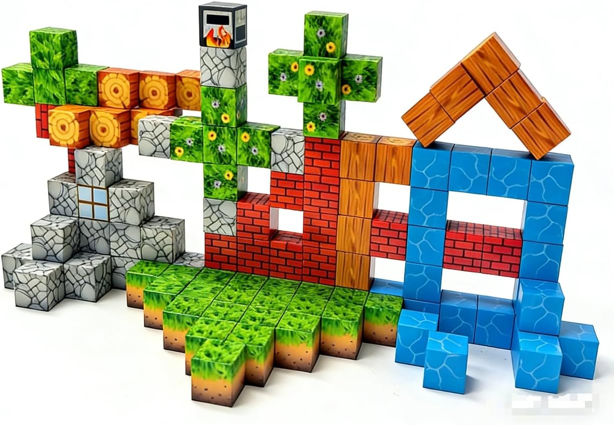119PCS 0.8in Mini Magnetic Building Blocks, STEM Montessori Sensory Toys for Kids Ages 3+, Magnetic Tiles Cubes with Storage Bag, St. Patrick's & Easter Gifts for Boys Girls Travel Toys