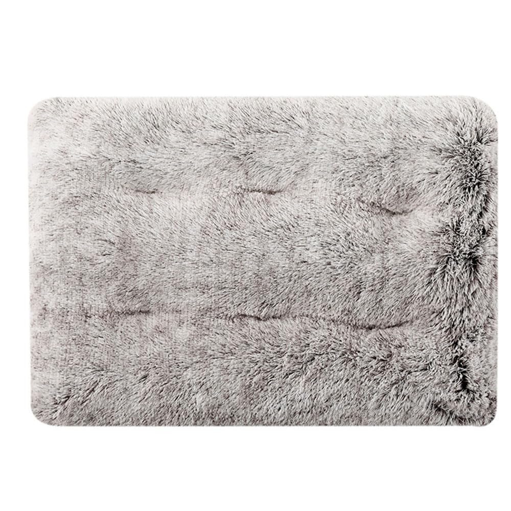Hiseng Soft Fluffy Dog Bed, Solid Color Self-Warming Cat Bed Washable Square Dog Beds Medium, Plush Anti-Slip Bottom Donut Cat Beds for Indoor Cats (45X30cm,Gradient Light Gray)
