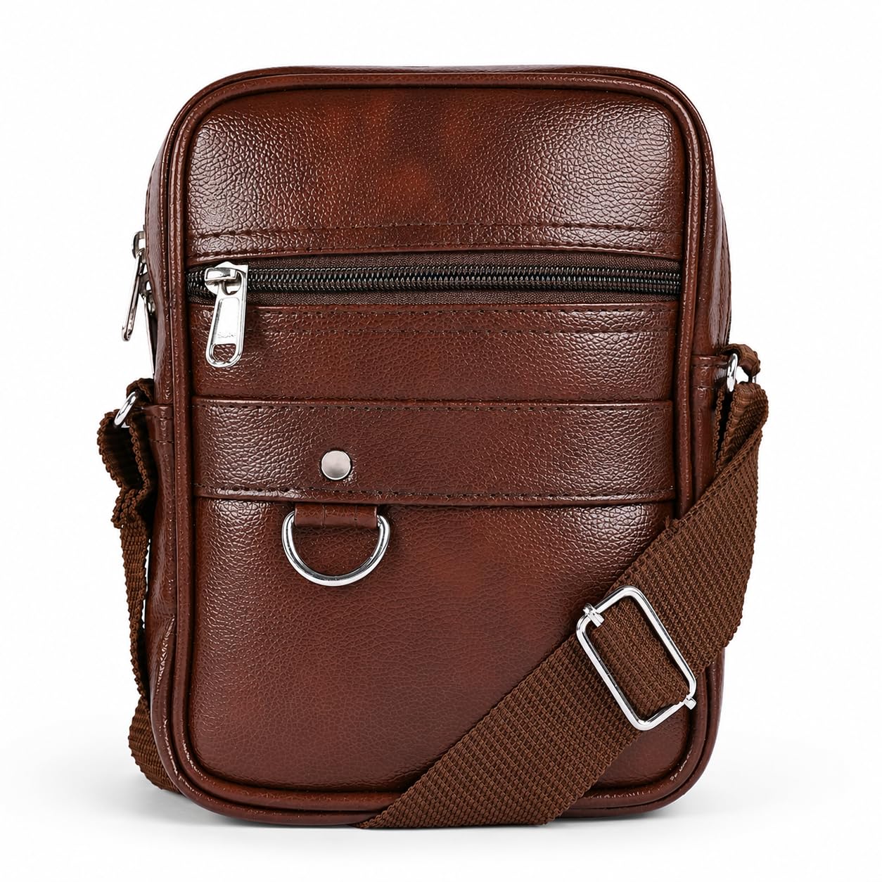 Latest Brown PU Leather Cross Body Sling Bag for Man with Adjustable Sling | Travel Pouch Bag for Men Multifunction Passport Bag for Men | Phone Pouch for Man in Medium Size (Brown)-picture-44
