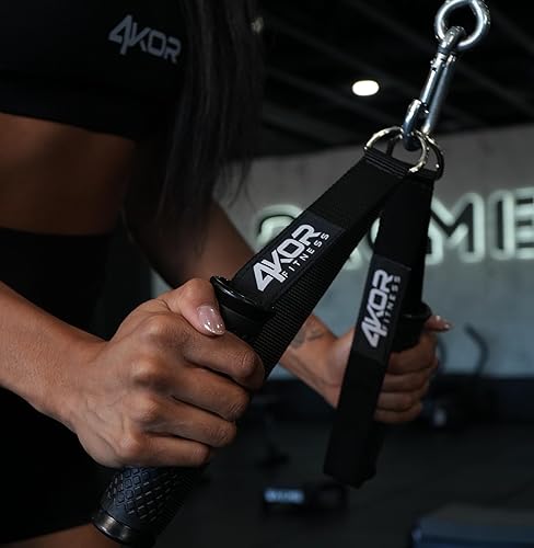 Miniatura 6 de 4KOR Fitness - Asas de ejercicio resistentes  Accesorios de agarre de goma para máquina de cable y bandas de resistencia, equipo de fitness de