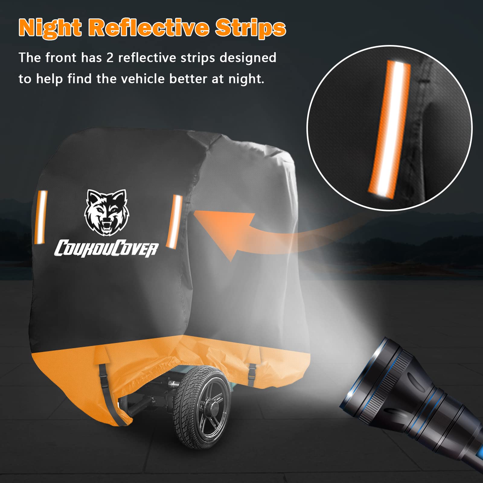 Funda de Almacenamiento para Scooter de Movilidad, Tela Oxford 600D, Impermeable y Duradera, Adecuada para 67 Pulgadas de Largo, con Tiras Reflectantes y Correas Triangulares Resistentes