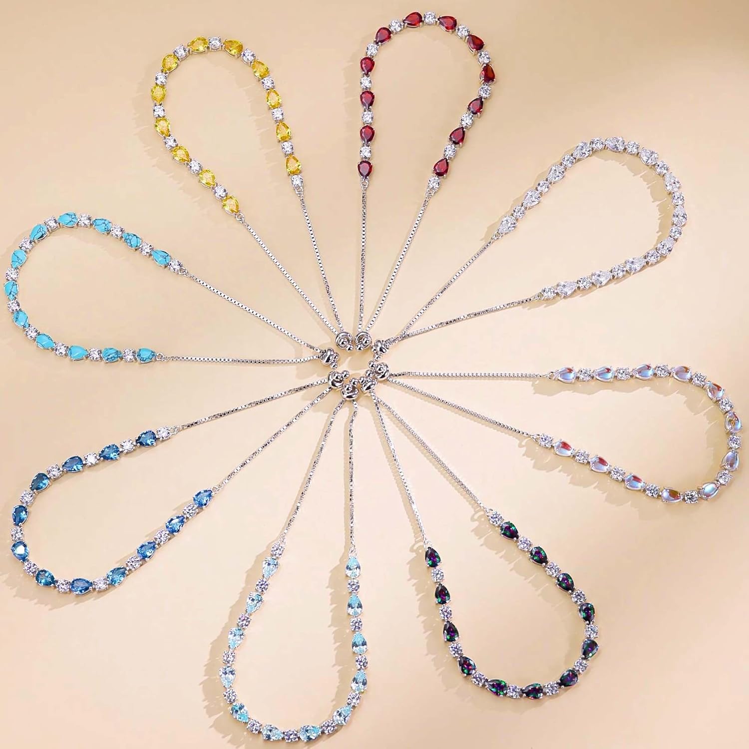 FANCIME Shine of Tears Birthstone Tennis bolo Bracelets Sterling Silver Tennis Bracelets Charm Fine Jewelry Birthday Gifts for Women Mom - Image 8