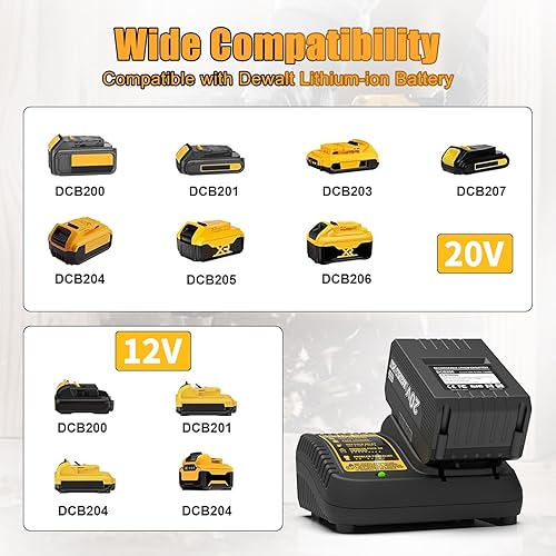 Miniatura 5 de Powilling 6.0Ah 12V Battery Replacement for Dewalt 12V Battery and Charger Kit Compatible with Dewalt 12 Volt Max DCB120 DCB122 DCB124 DCB125 DCB126