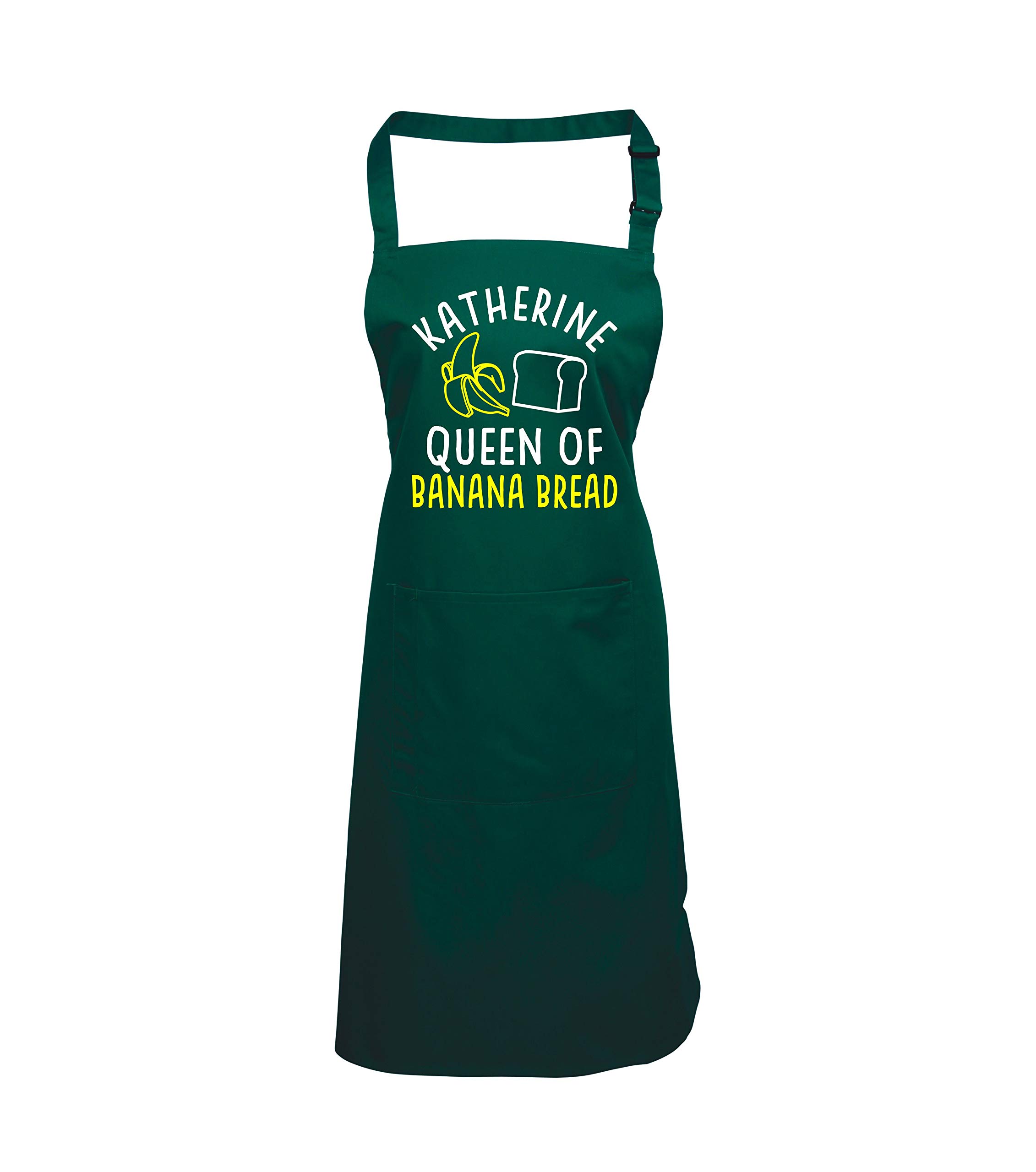 Edward Sinclair Bottle Green | Personalised Queen Of Banana | Apron | With White & Yellow Print