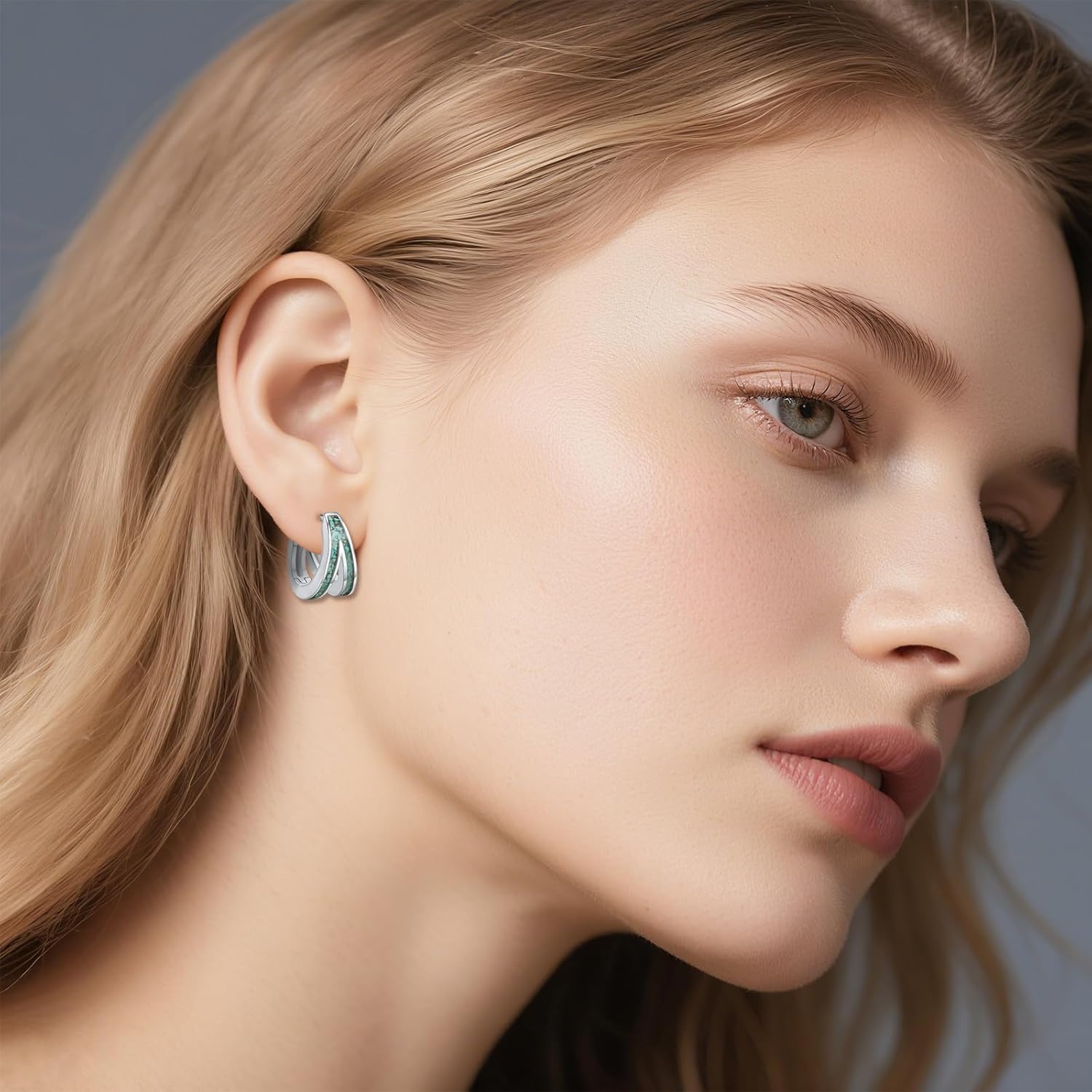 Turquoise Hoop Earrings 925 Sterling Silver Huggie Earrings Turquoise Jewelry Birthday Gifts For for Men Women Father