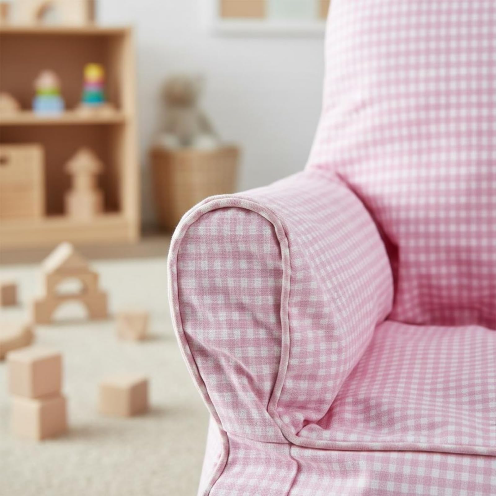 LOVIVER Poltrona per Bambini Sedia Divanetto Poltroncina Seduta con Rivestimento in Tela E Imbottitura in Spugna Rimovibile E Lavabile Adatta per Cameretta Lettura, Rosa, Tinta Unita