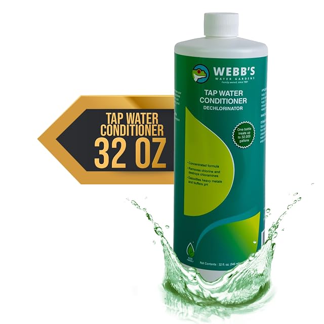 Webbs Water Gardens Essential Tap Water Conditioner Dechlorinator - Ideal for Ponds Freshwater Aquariums - Concentrated Formula for