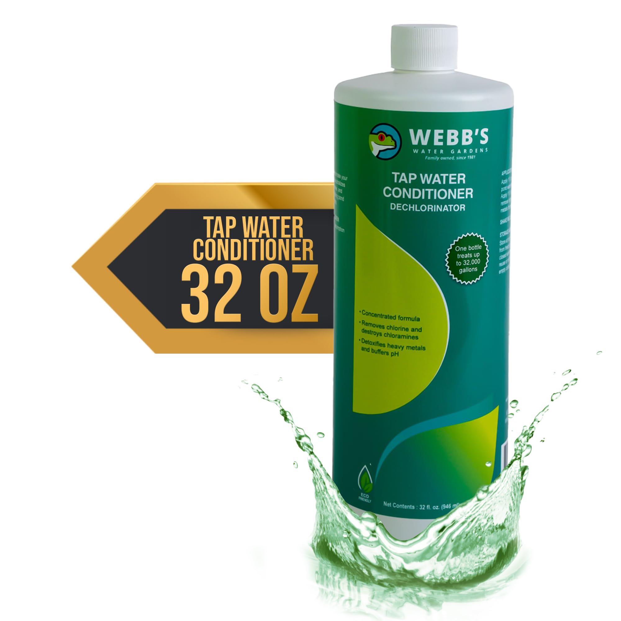 Webbs Water Gardens Essential Tap Water Conditioner Dechlorinator - Ideal for Ponds Freshwater Aquariums - Concentrated Formula for