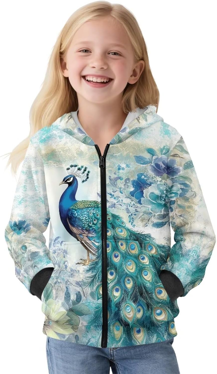 Kids Warm Fleece Jacket Zip up Hoodie for Girls Novelty Graphic Winter Hoodies with Pockets 6-16 Years Old