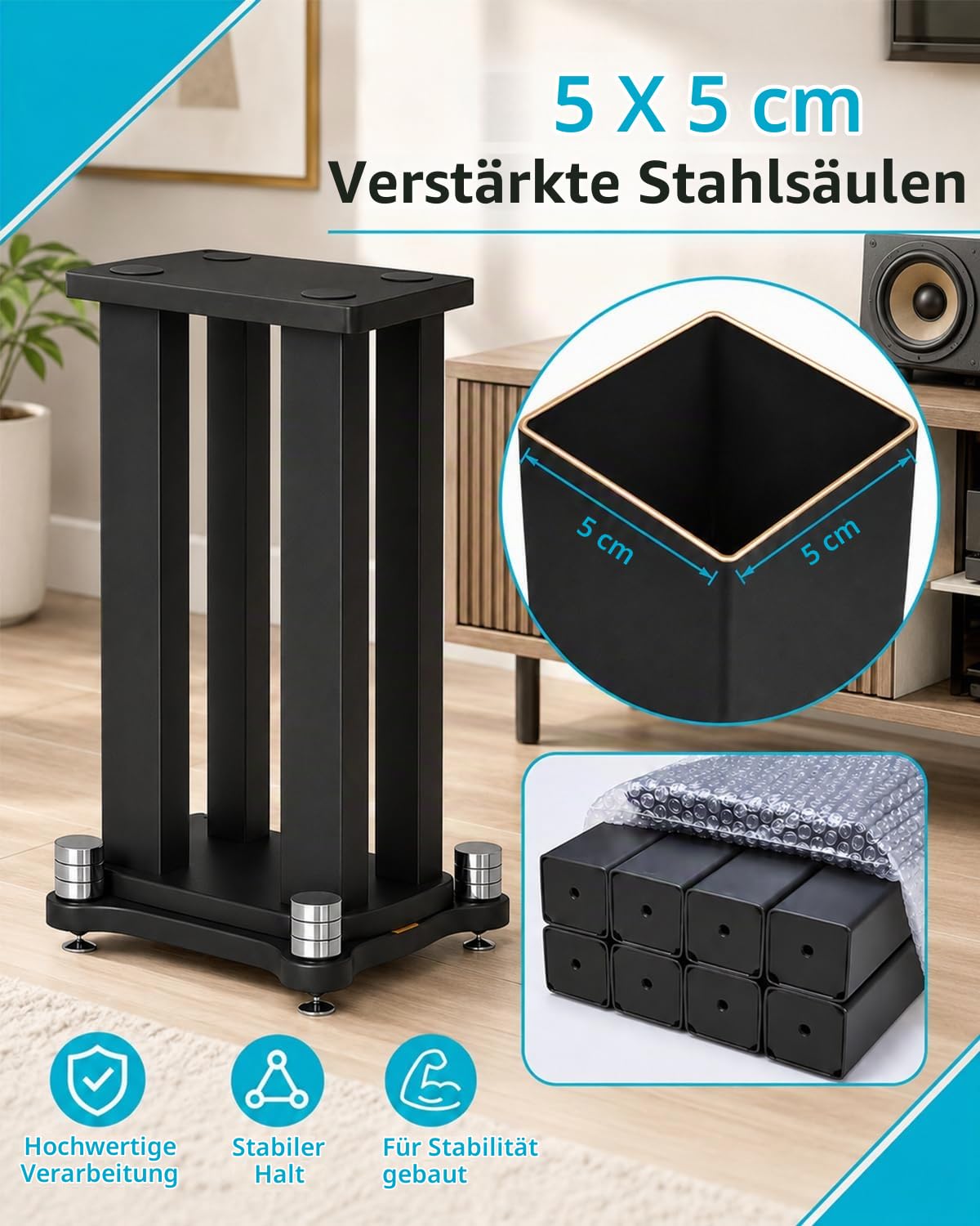 Lautsprecherständer im 2er-Set, Boxenständer Bis 50 kg belastbar(80cm)