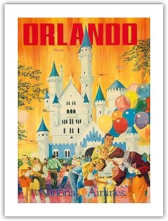 Pacifica Island Art Orlando - Florida USA - Walt Disney World Resort - National Airlines - Vintage Airline Travel Poster by Bill Simon c.1970s - Premium 290gsm Bamboo Paper Print 17x22in