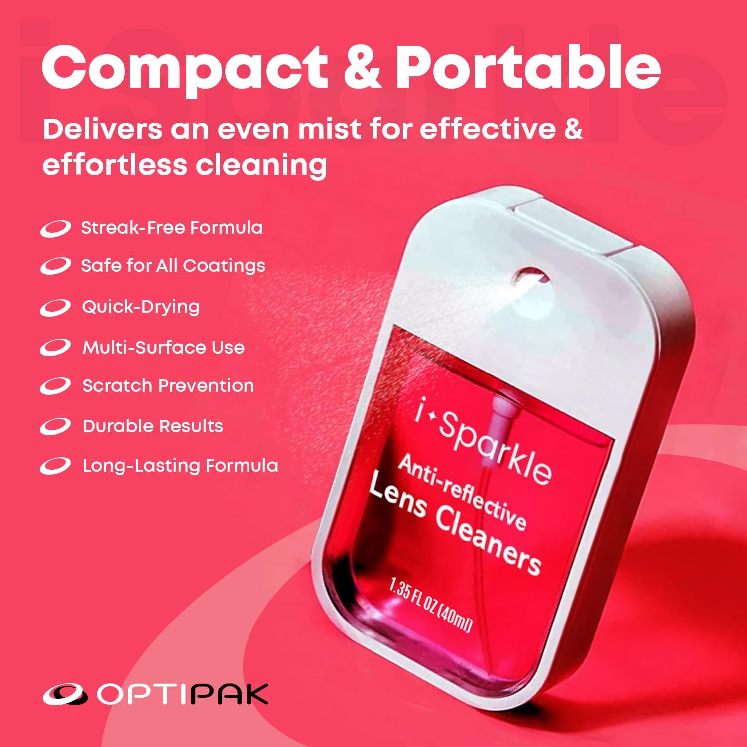 I-Sparkle Anti-Reflective Lens Cleaner Spray kit | (2x) 1.35oz Glasses Cleaner Spray + (2x) Microfiber Cloth for Eyeglasses, Sunglasses, Lenses, Screens and Camera Cleaning Kit (4 Piece Set)