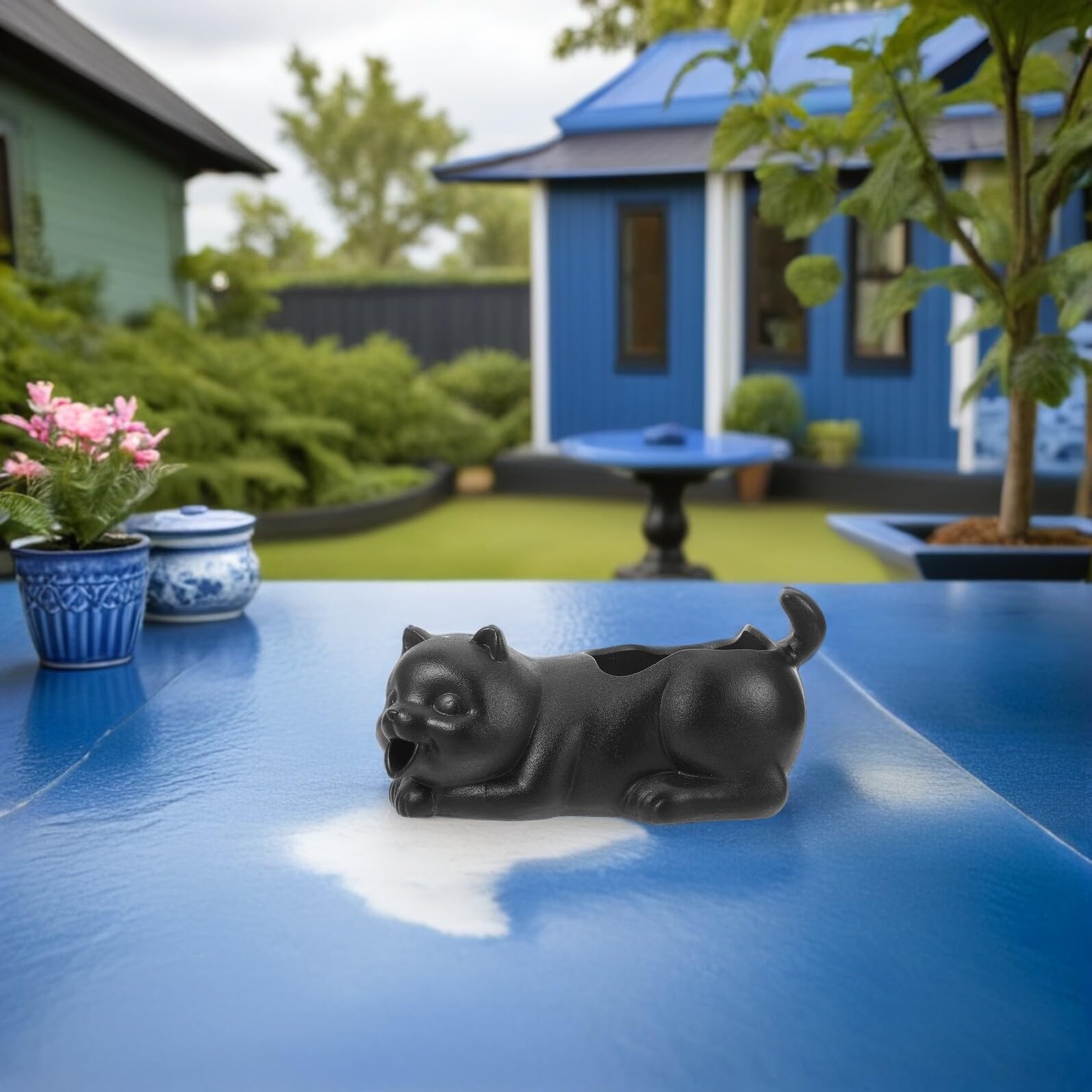 SOIMISS Fuente de Cerámica para Peceras Diseño Chino Gato Negro Adorno Decorativo para Acuarios de Agua Dulce Accesorio de Oxigenación y Paisaje para Jardín Fuente de Agua para Bonsái