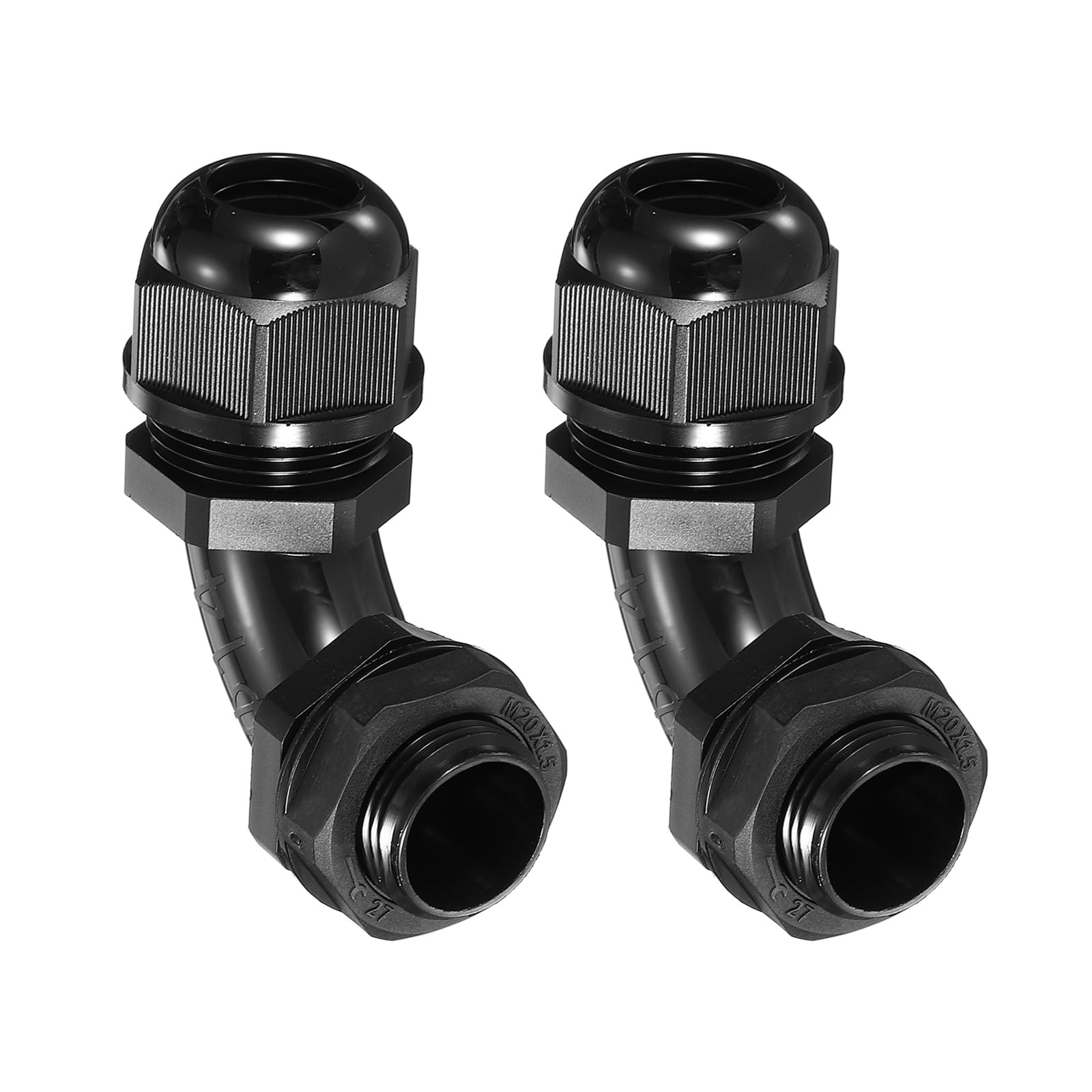 sourcing map 2Pcs M20 Cable Gland, 90 Degree Elbow Nylon Joint IP68 Waterproof Spiral Adjustable Cord Connector with Gaskets for 8-14mm Wire