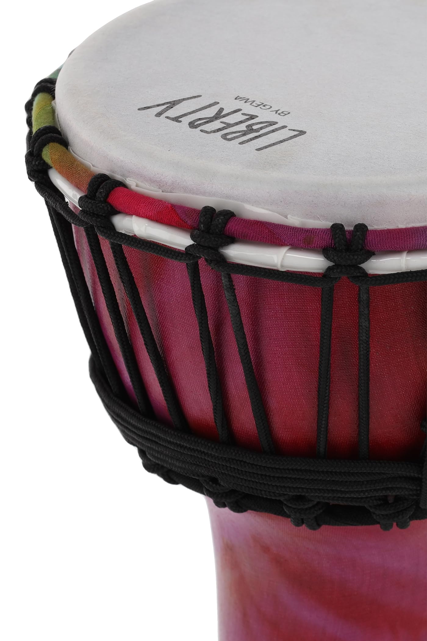 GEWA Liberty Djembé Système d'accord: par corde - Diamètre : 7" (17,8 cm) - Hauteur : 12,5" (31,5 cm) - Nombre de cordes : 14 - Motif : Batik