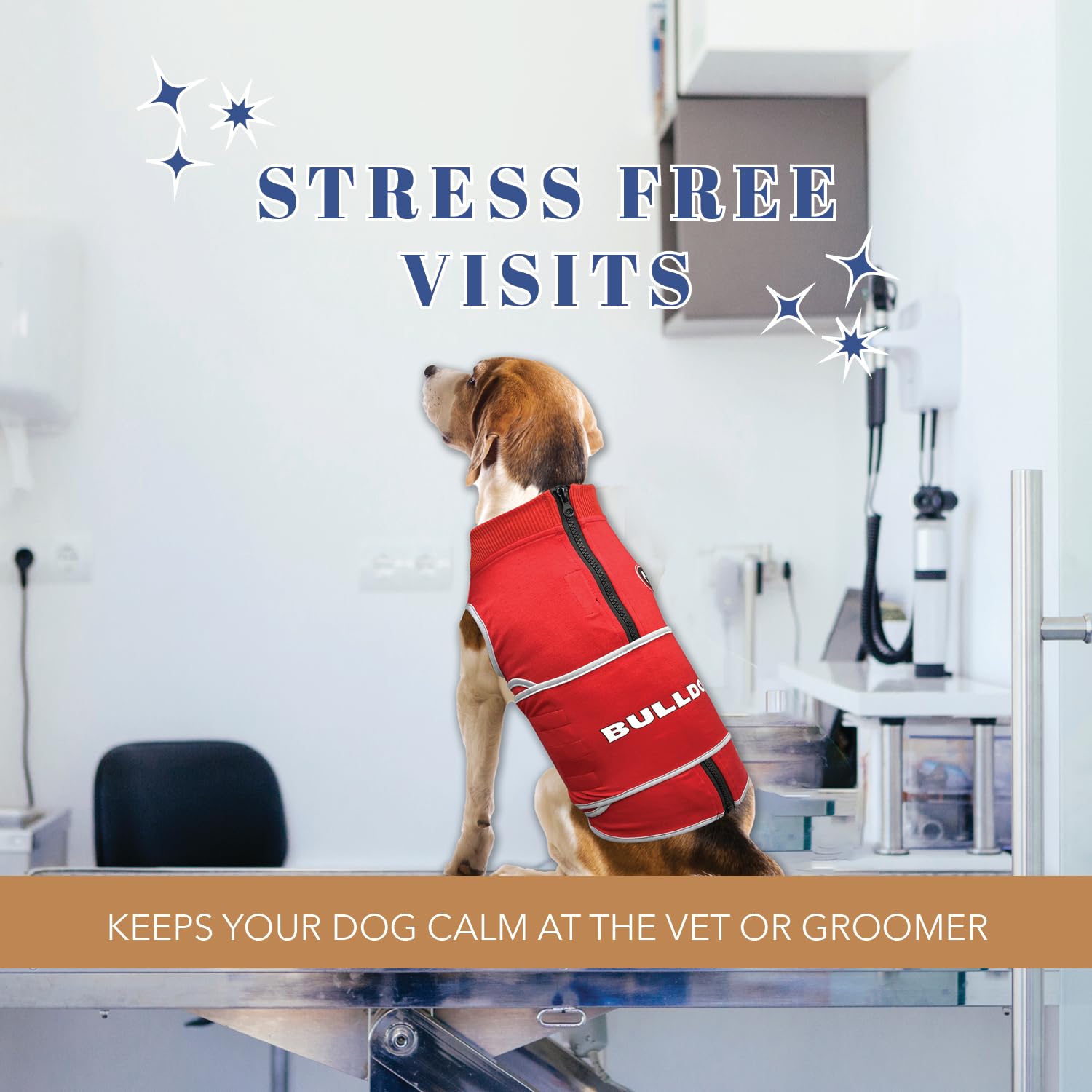 NCAA Georgia Bulldogs Dog Anxiety Calming Shirt Lenitivo Soluzione Vest, per cani/gatti con ansia, paure, fuochi d'artificio, rumori forti, scuro, solitario, mantiene i cani calmi e si sentono al