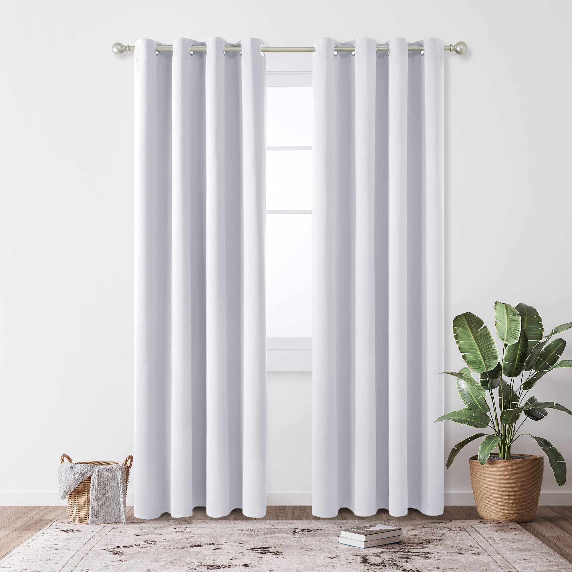 Deconovo Tende Oscuranti per Interni 2 Pezzi 229 CM Altezza, Termiche Isolanti, Anti-Rumore, con Anelli, Ideali per Camera da Letto e Soggiorno, 117x229 CM, Grigio Perla