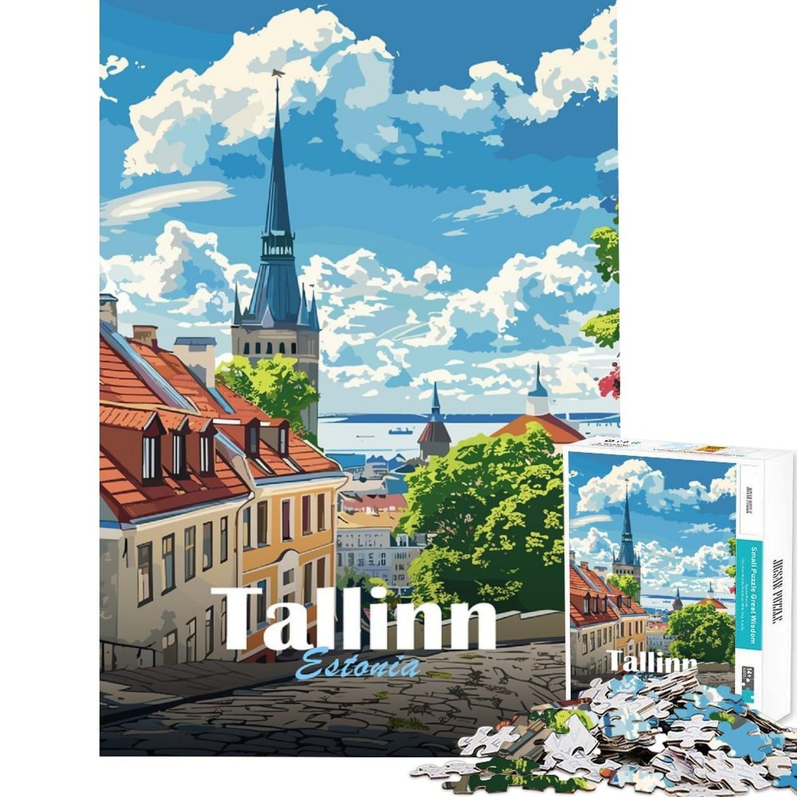 1000 Piece Puzzle For Adults Tallinn Cityscape Jigsaws for Adults Hands-on Game Perfect Decoration Deal As Gifts for The Whole Family (Size 75x50cm) — image 1