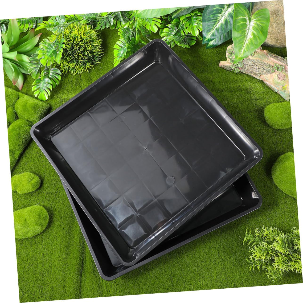 HANABASS 6pcs Heavy Duty Plastic Plant Saucer Tray Square Water Catcher for Use Durable Drip Trays for Flower Pots Stylish Design for Garden Balcony Plants