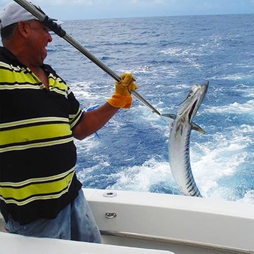 Miniatura 23 de SANLIKE Pescado telescópico con gancho de lanza de pesca de mar inoxidable, mango suave de aleación de aluminio poste para agua salada en alta mar