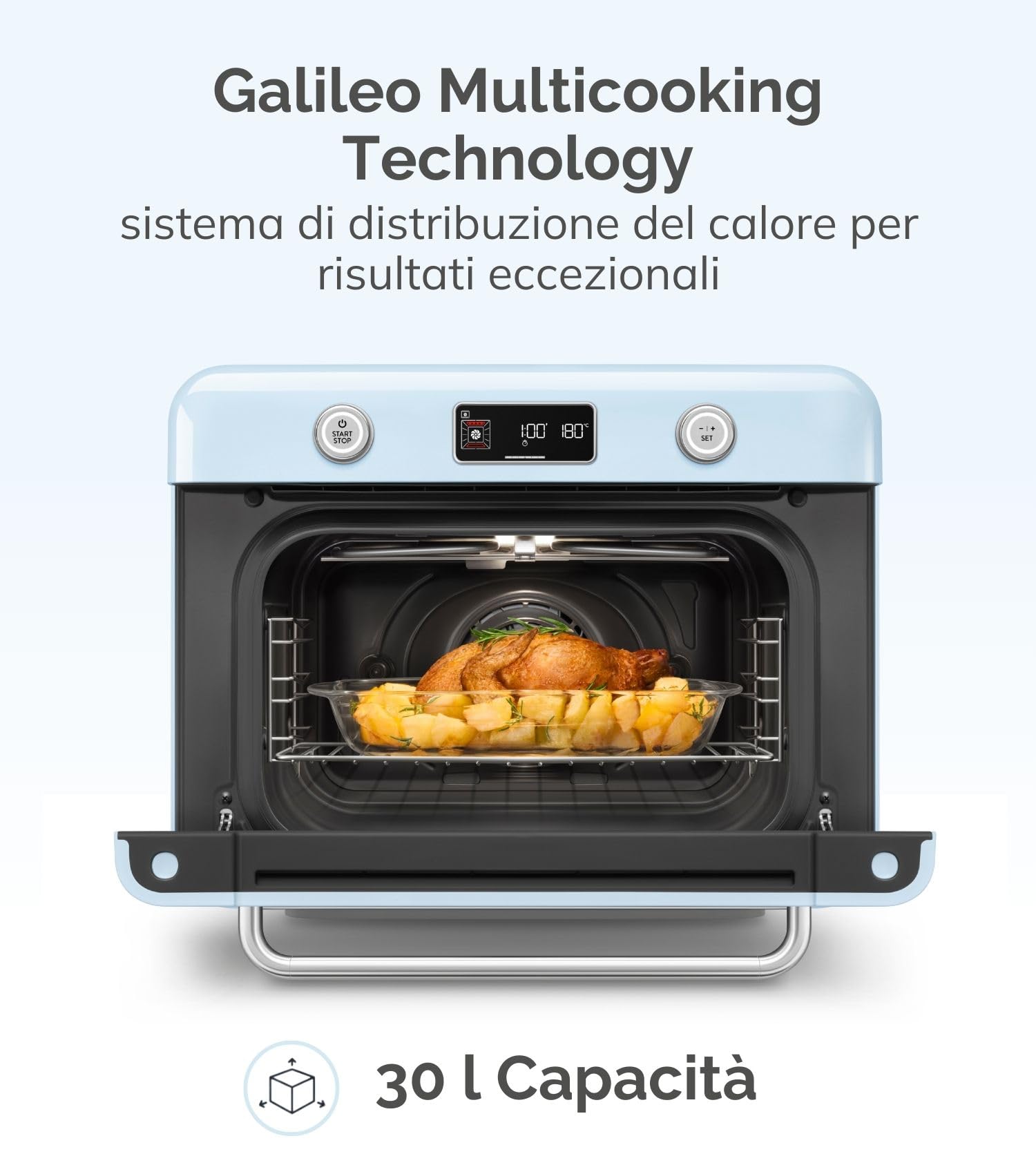 Smeg, Forno Combinato a Vapore da Appoggio COF01CREU, 10 Funzioni di Cottura, 33 Ricette Automatiche, Serbataio Estraibile, Cottura a Vapore, Funzione Decalcificazione, Potenza 1800W, Crema