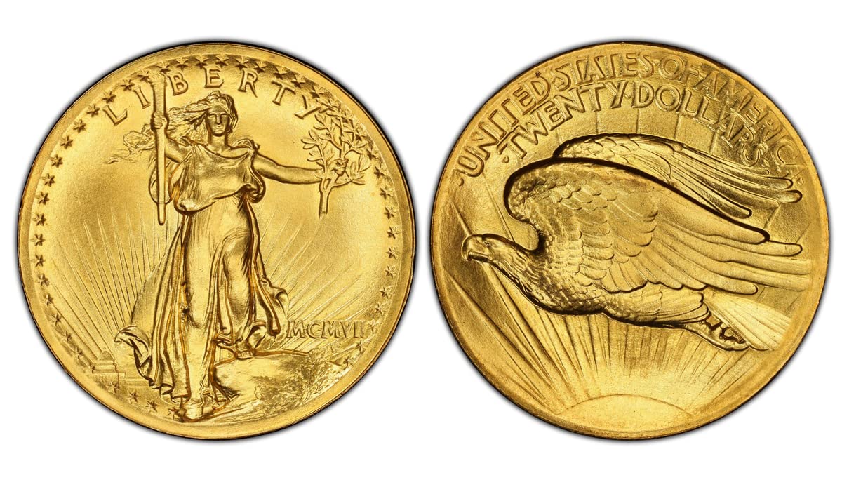 Réplique de haute qualité d'une pièce historique : USA 20 Dollars "Saint-Gaudens & Double Eagle", 1907. En laiton
