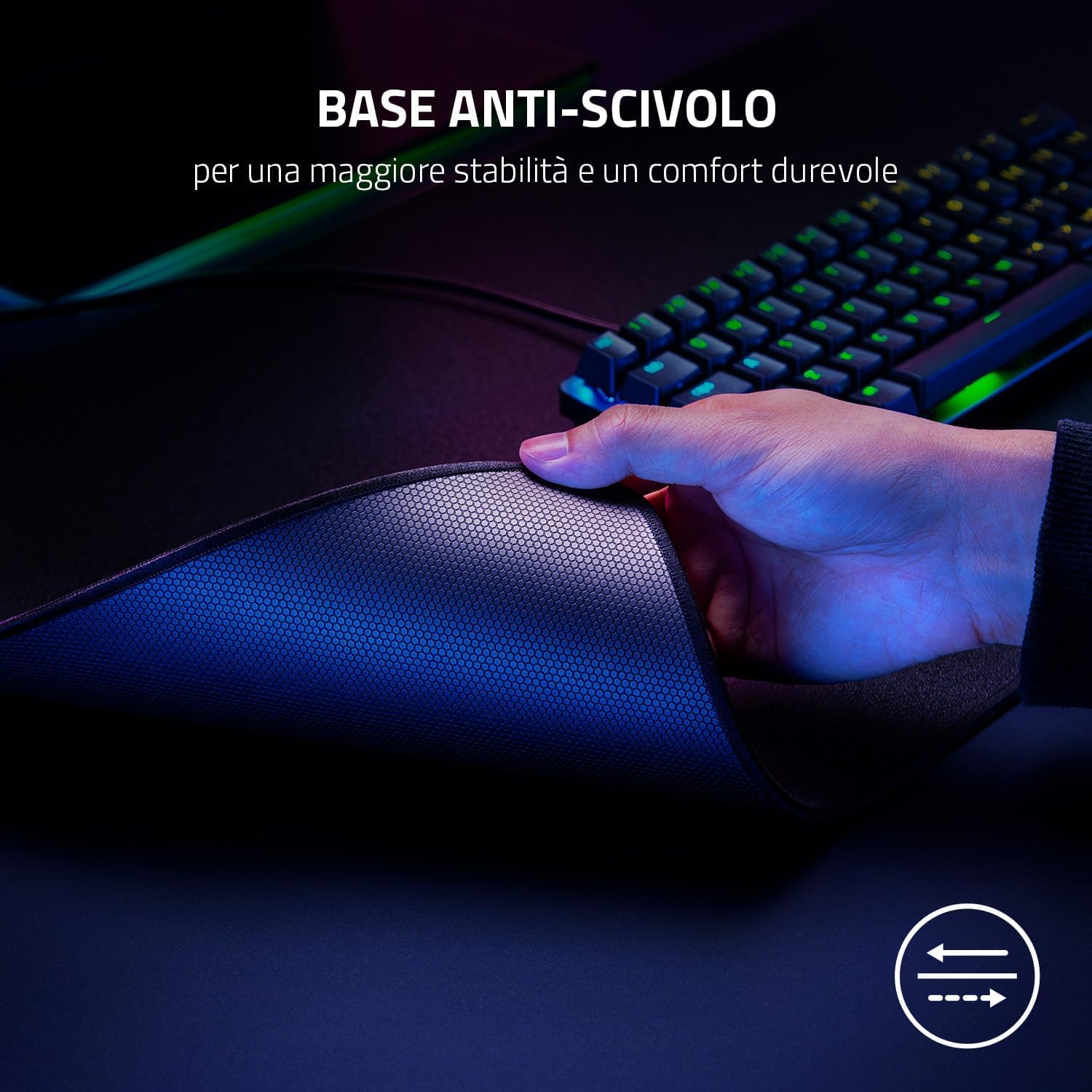 Razer Strider XXL - Tappetino per mouse ibrido con base morbida e scorrevolezza (tappetino ibrido morbido/duro, base antiscivolo, bordi cuciti anti-sfregamento, resistente all'acqua) Nero