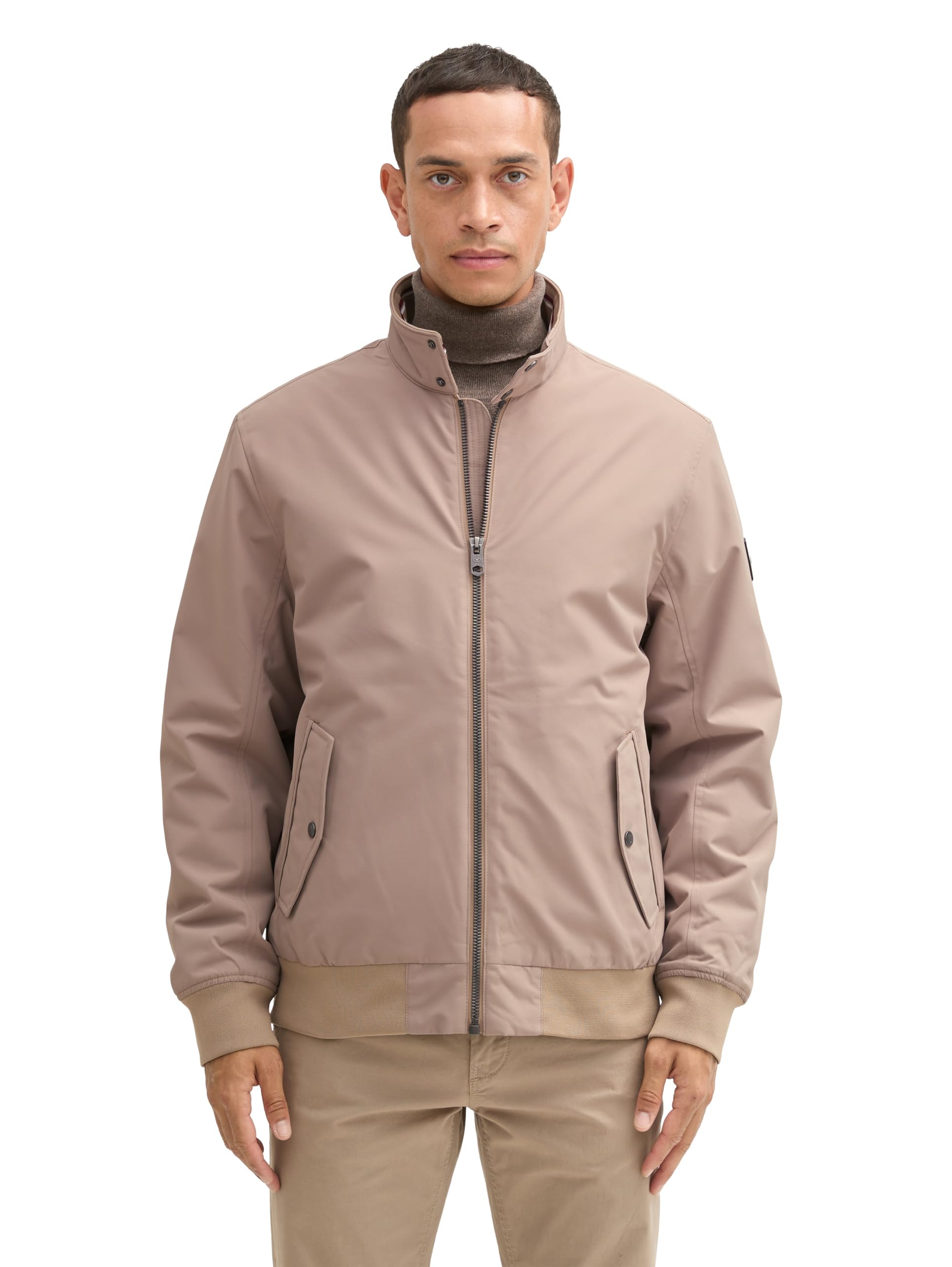TOM TAILOR Herren Harrington Jacke mit Stehkragen,32240 - Mountain Taupe, M