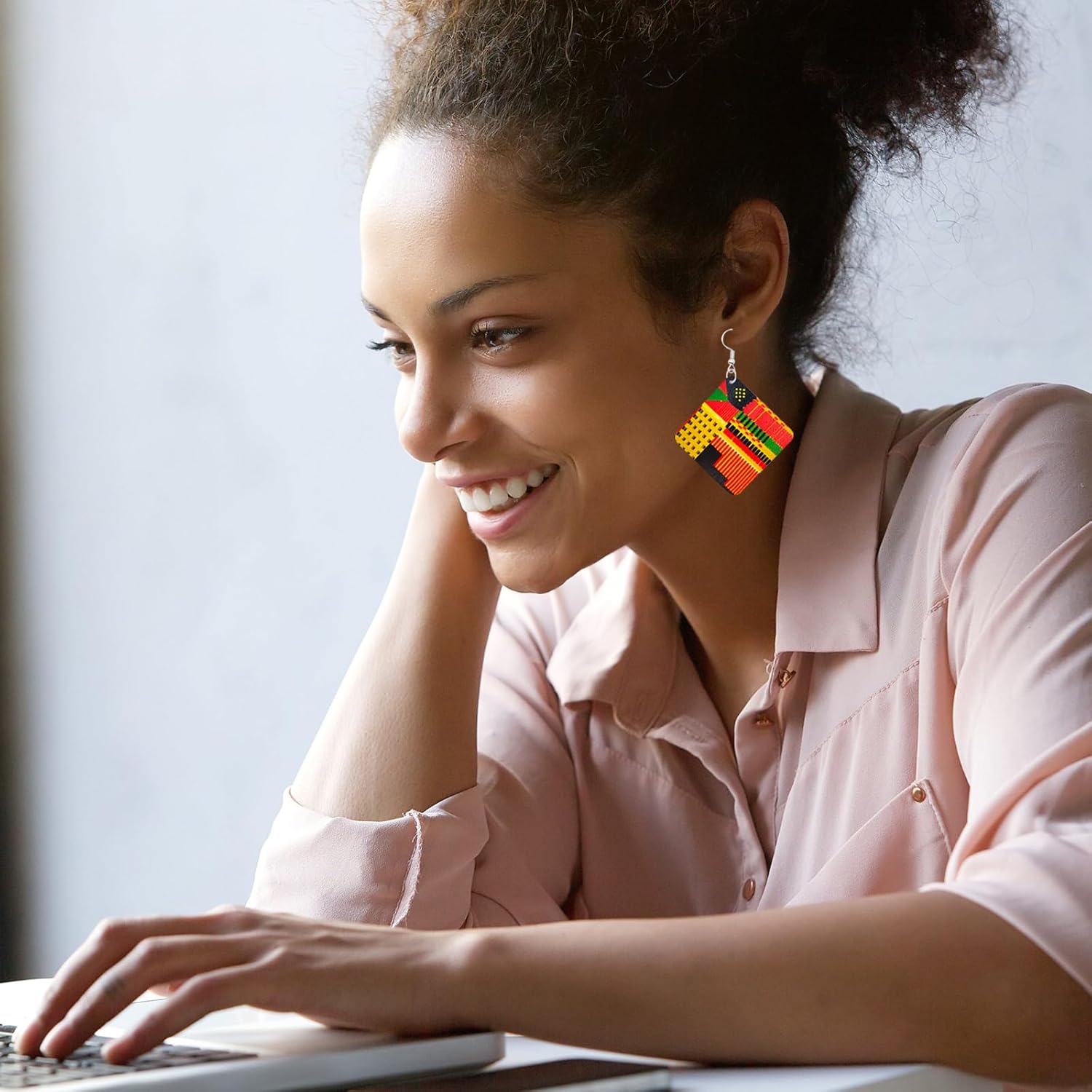 African Earrings for Women Black History Month Earrings Wooden African Map Earrings - Image 2