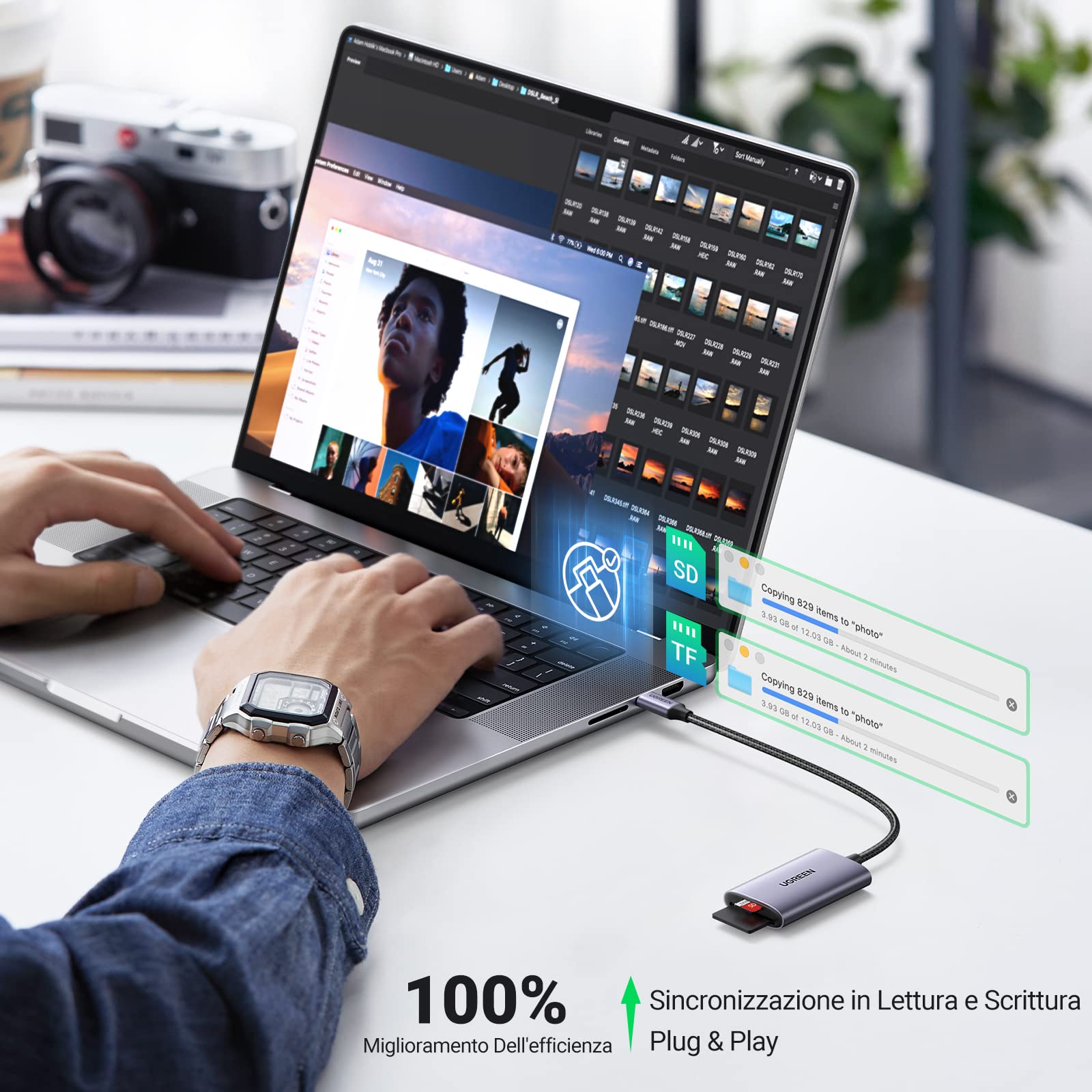 UGREEN USB C 312MB/S Lettore Schede SD TF Adattatore Micro SD OTG Card Reader in Alluminio Compatibile con iPhone 17 Pro Max Air iPad Pro 2024 MacBook Pro Air Galaxy S25 Xiaomi 15 Mate70 P70 (SD 4.0)