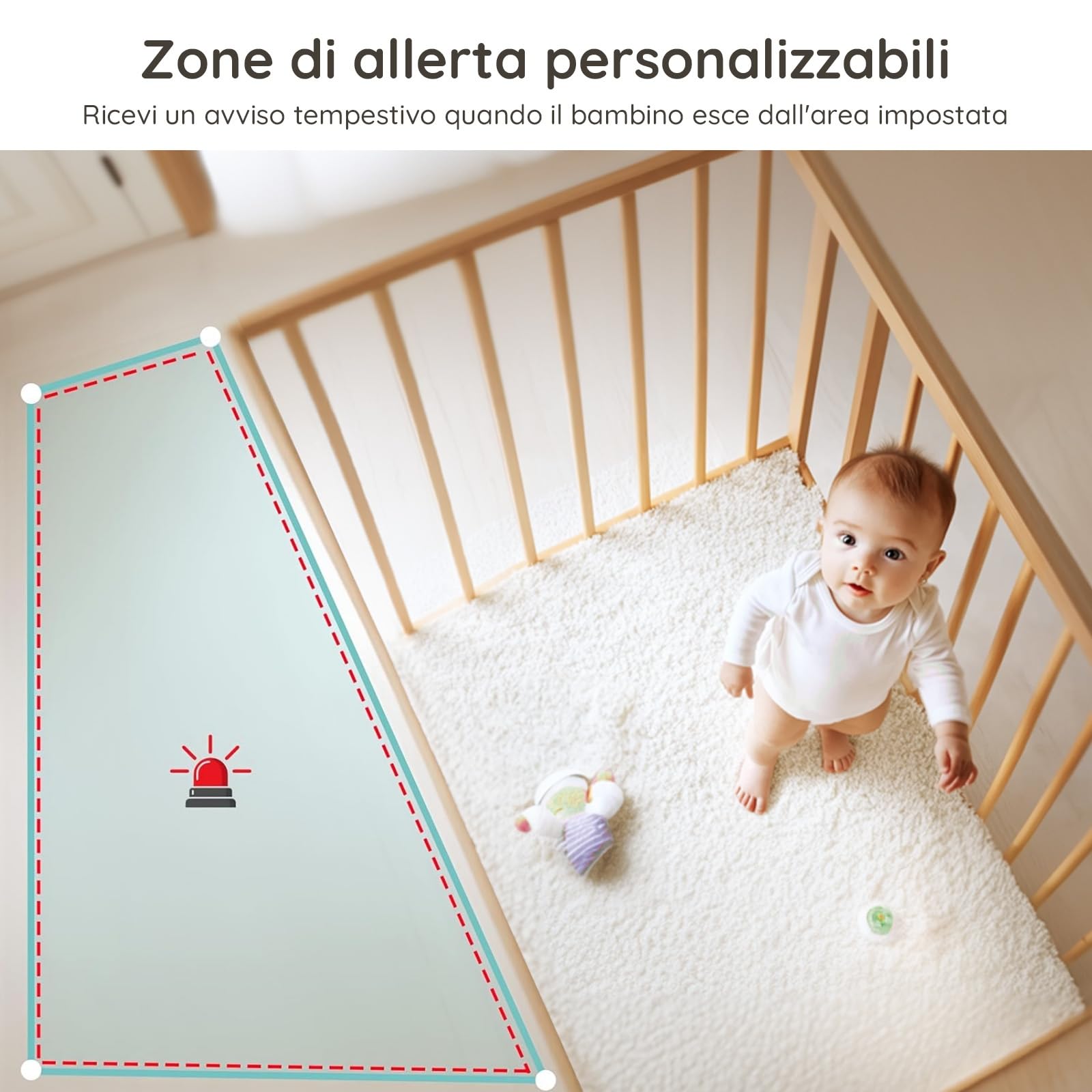 BOIFUN 2K Baby Monitor WiFi con Display 5”, Controllo Doppio App e Monitor, Avvisi Pianto e Movimento, Visione Notturna Senza Disturbi, Temperatura e Umidità, Rotazione 360°, fino a 19h