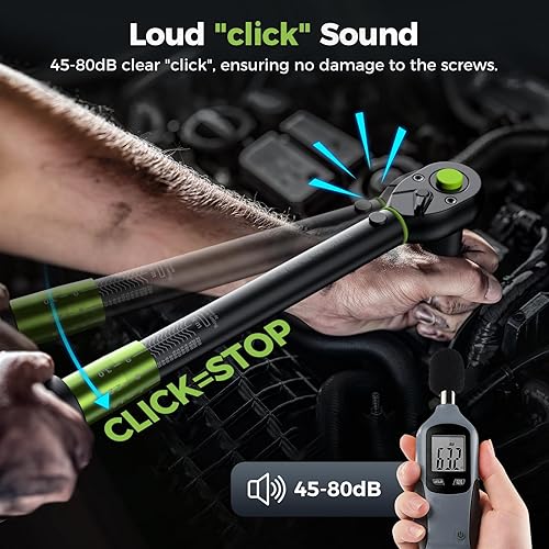 Miniatura 3 de etoolab Llave dinamométrica de clic de 1/2 de doble alcance【10-170.0ft.lb/13.60-230.5Nm】Llave dinamométrica de precisión ±3% de 1/2, llave ajustable