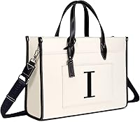 Vista 15 de TOPDesign Initial 15.6" Laptop Tote Bag for Women, Personalized Canvas Work Purse, Business Briefcase & Office Handbag