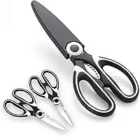Tesoura de Cozinha Multiuso Premium Inox com Bainha Protetora Cortes Precisos Carne Frango Peixe Ervas Legumes Frutas Uso Profissional e Doméstico 21 cm