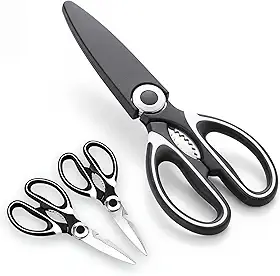 Tesoura de Cozinha Multiuso Premium Inox com Bainha Protetora Cortes Precisos Carne Frango Peixe Ervas Legumes Frutas Uso Profissional e Doméstico 21 cm