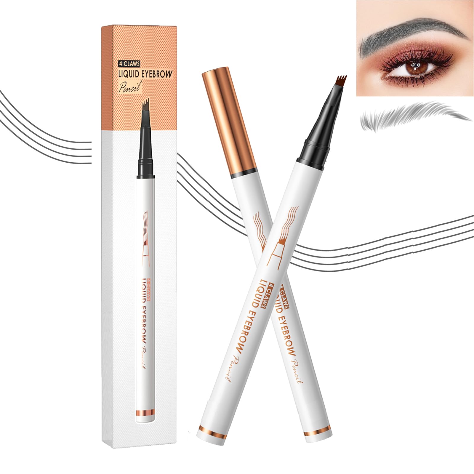 Lápiz de para Cejas Probuk Lapiz Cejas Líquido, Lapiz Cejas Microblading 4 Puntas, Lápiz para Tatuaje de Cejas, Impermeable, Larga Duración a Prueba de Manchas, Crea un Maquillaje Duradero (#03 Gris)