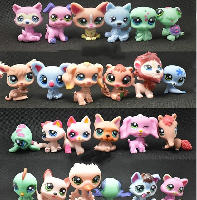 24pcs/set Lps Cat Action Figure Set Little Pet Shop Model Toys Dachshund Collie Spaniel Great Dane Figure Toys Kids Gifts 24pcsA