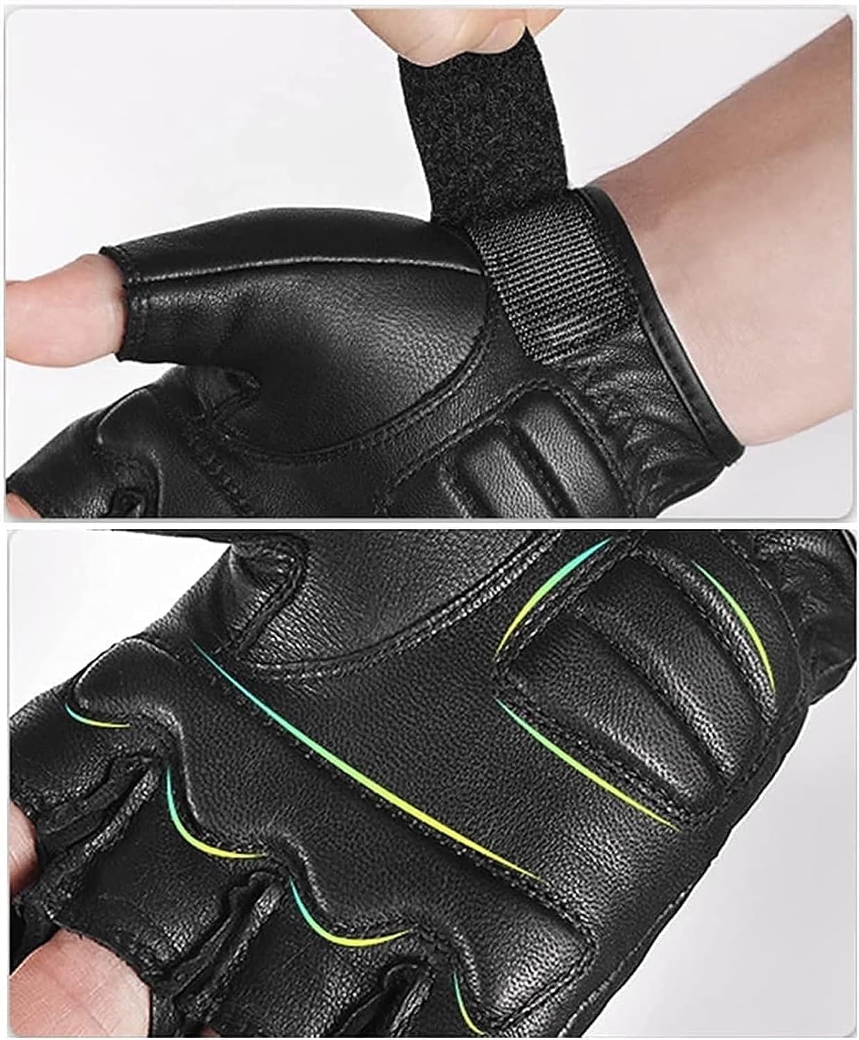 Fahrradhandschuhe Halbfinger-Handschuhe For Gewichtheben, Sommer-Fahrrad-Leder-Herren-Fahrradhandschuhe Kletterhandschuhe