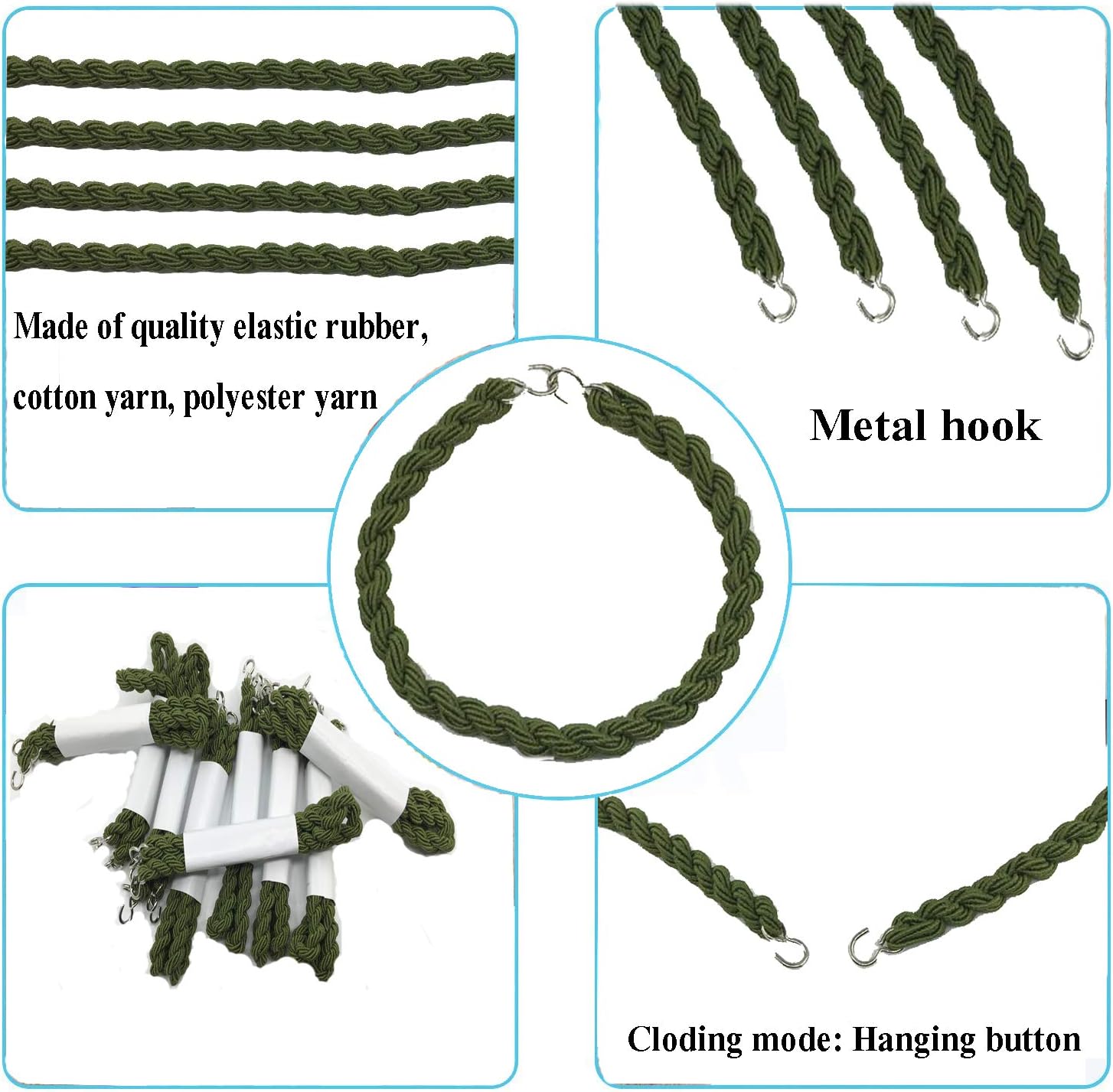 JAMEGIO Janegio 24 Pieces Elastic Boot Bands Military Boot Straps Blousing with Metal Hooks