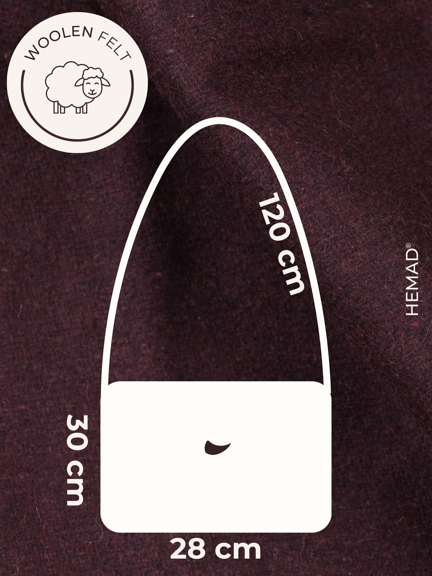 Sac médiéval Larie en feutre de laine - Noir/rouge, noir/vert, noir/bleu, noir/marron