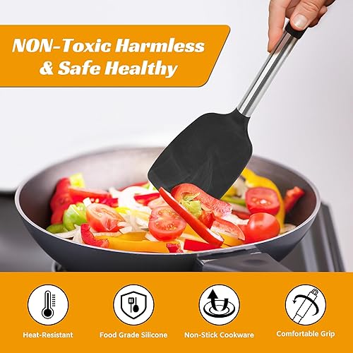 Miniatura 4 de Juego de 4 utensilios de cocina, juego de utensilios de cocina de silicona para utensilios de cocina antiadherentes, perfecto para hornear y