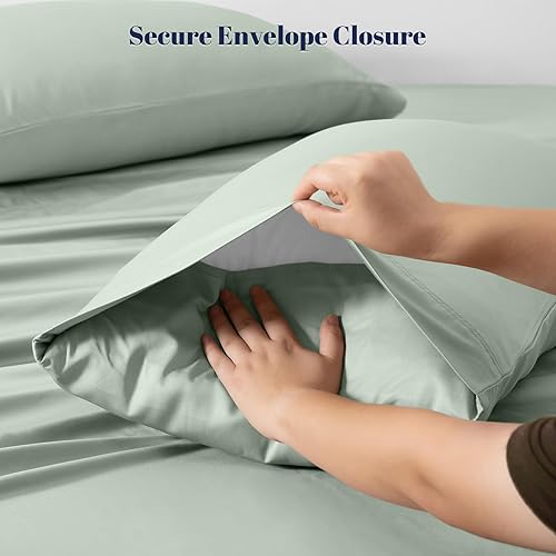Miniatura 5 de PHF Juego de sábanas refrescantes de 6 piezas tamaño King, 100% rayón derivado de bambú para personas que duermen con calor en verano, banda