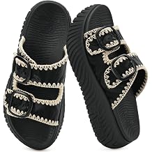 COFACE Womens Sandals With Orthotic Arch Support Ladies Fashion Adjustable Buckles Comfortable Lightweight Platform Cushion Recovery Summer Walking Slides